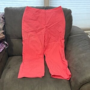 Women's salmon / pink wide leg . Cuffed bottom, flat front pants